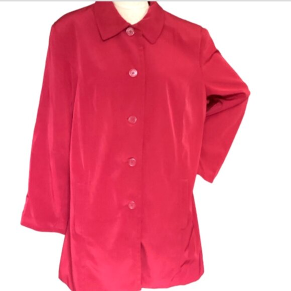 Lipstick Red Raincoat Trenchcoat Jacket Merona Plus Sz 1X #14M - Picture 1 of 8